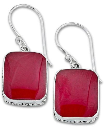Samuel B. Silver Coral Octo Cushion Earrings - Red