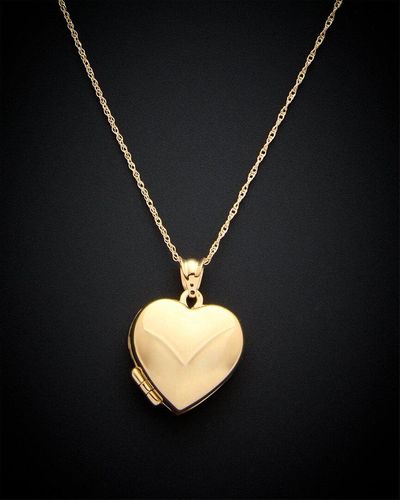 Italian Gold 14k Heart Locket Necklace - Black