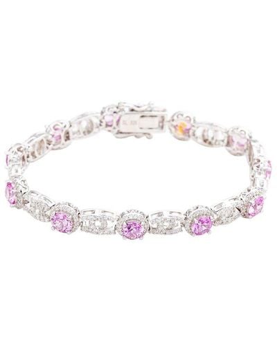 Suzy Levian Silver 0.02 Ct. Tw. Diamond & Gemstone Bracelet - Multicolour