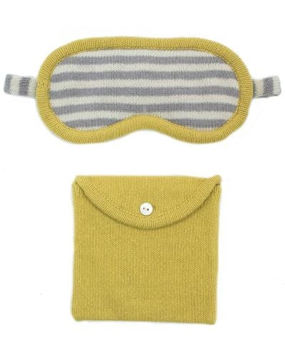 Portolano Cashmere Striped Eyemasks With Pouch - Yellow