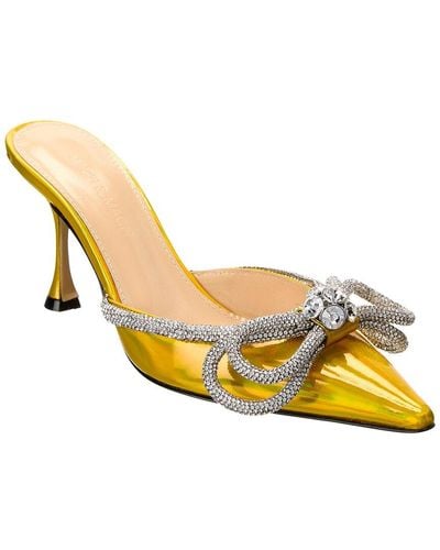 Mach & Mach Double Bow Leather Mule - Yellow