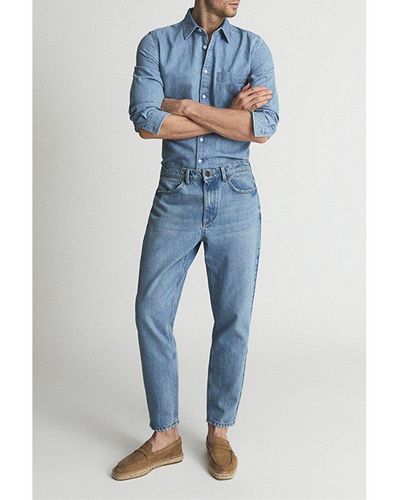 Reiss Benedict Cropped Washed Slim Jean - Blue