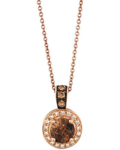 Le Vian 14k Strawberry Gold 0.86 Ct. Tw. Diamond & Smoky Quartz Pendant Necklace - Metallic