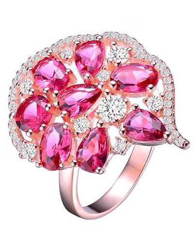 Genevive Jewelry 18k Rose Gold Vermeil Ring - Pink