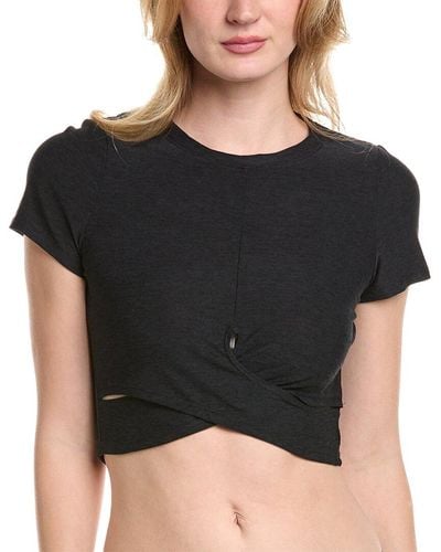 Beyond Yoga Featherweight Under Over Cropped T-shirt - Black