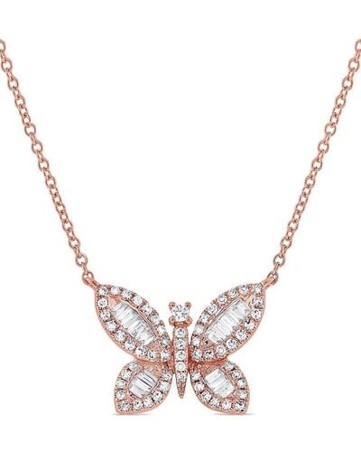 Sabrina Designs 14k Rose Gold 0.33 Ct. Tw. Diamond Butterfly Necklace - Pink