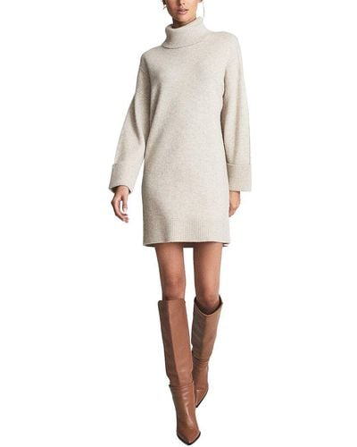 Reiss Lucie Knitted Roll Neck Wool-blend Dress - White