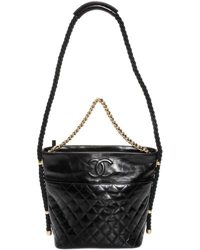 CHANEL Quilted Chain Bucket Bag- Black – ALB