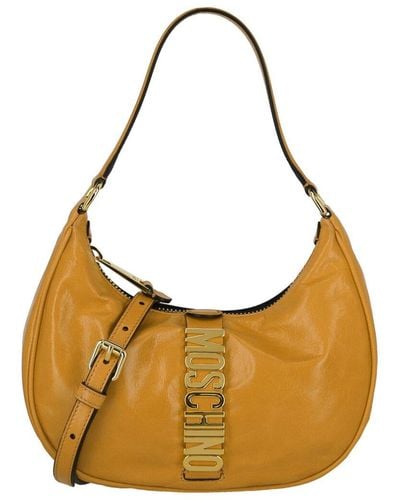Moschino Logo Leather Shoulder Bag - Metallic
