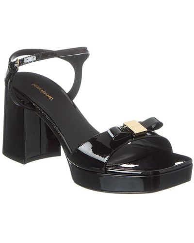 Ferragamo Marika Patent Platform Sandal - Black