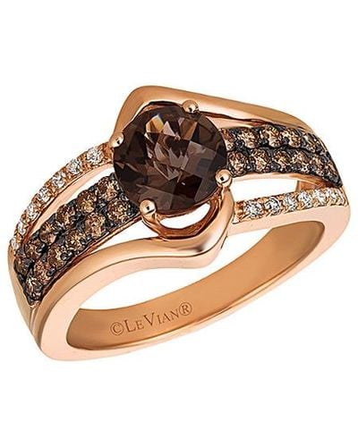 Le Vian Le Vian 14k Rose Gold 1.58 Ct. Tw. Diamond & Chocolate Quartz Ring - White