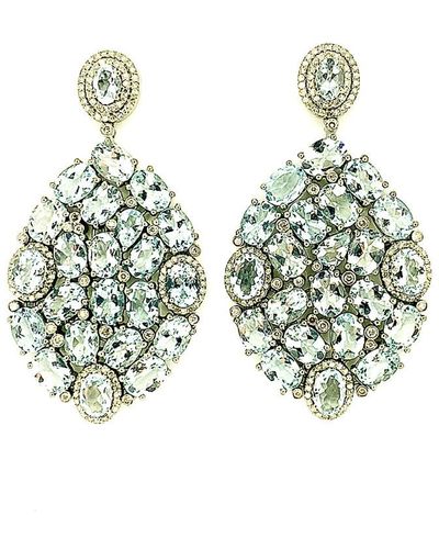 Arthur Marder Fine Jewelry 14k & Silver 30.75 Ct. Tw. Diamond & Gemstone Earrings - Green