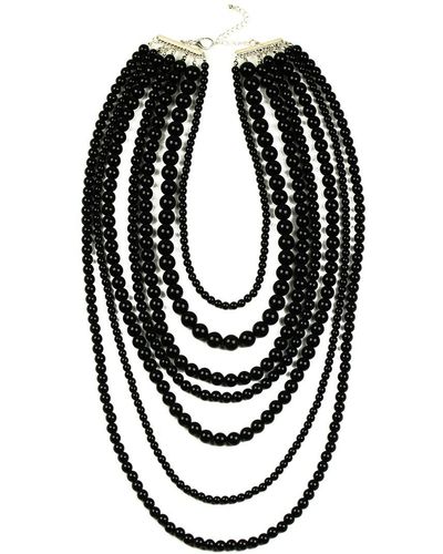 Eye Candy LA Luxe Collection Enamel Bead Drop Necklace - Black