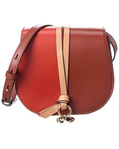 Chloé Alphabet Mini Leather Saddle Bag - Red