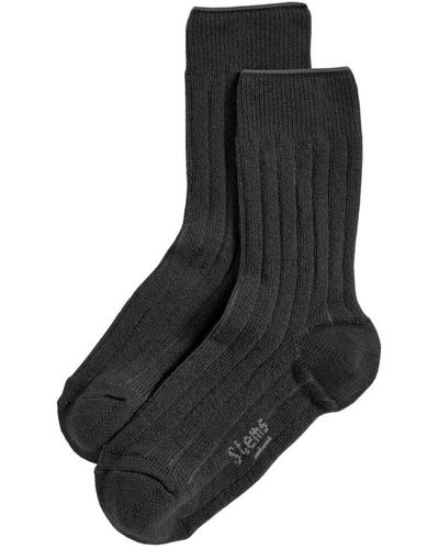 Stems Lux Cashmere & Wool-blend Crew Sock - Black