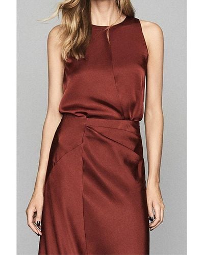 Reiss Martine Drape Front Top - Red