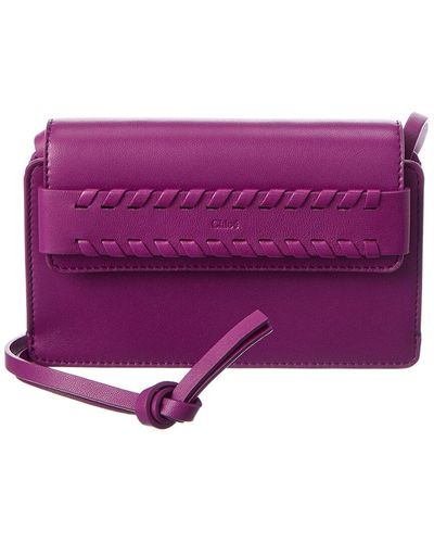 Chloé Mony Leather Shoulder Bag - Purple