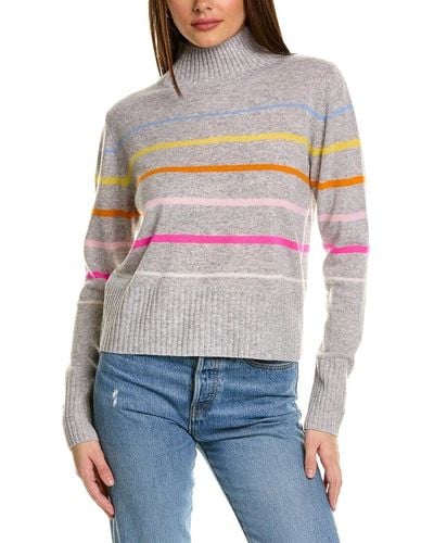 SCOTT & SCOTT LONDON Eloise Stripe Roll Neck Cashmere Sweater - Gray