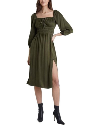 Bella Dahl Ruched Midi Dress With Slit - Green