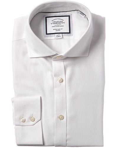Charles Tyrwhitt Non-iron Cambridge Weave Cutaway Extra Slim Fit Shirt - White