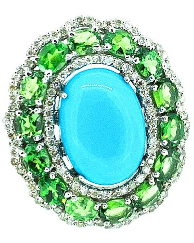 Arthur Marder Fine Jewelry Silver 0.68 Ct. Tw. Diamond & Gemstone Ring - Green