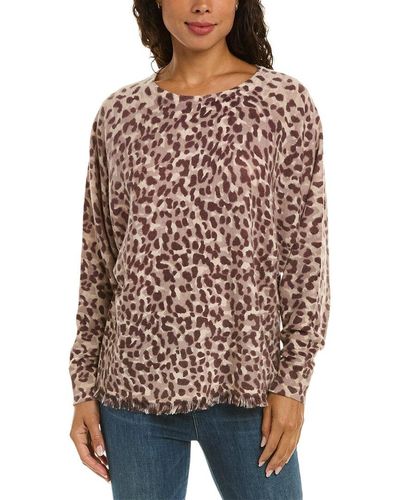 InCashmere Ombre Animal Print Cashmere Pullover - Brown