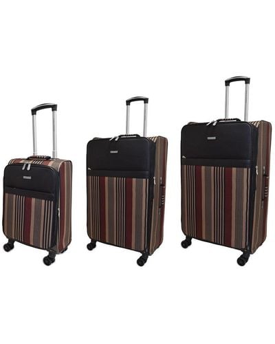 Adrienne Vittadini Horizontal Striped Collection 3pc Luggage Set - Brown