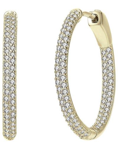 Genevive Jewelry 14k Over Silver Cz Clip-on Hoops - Metallic