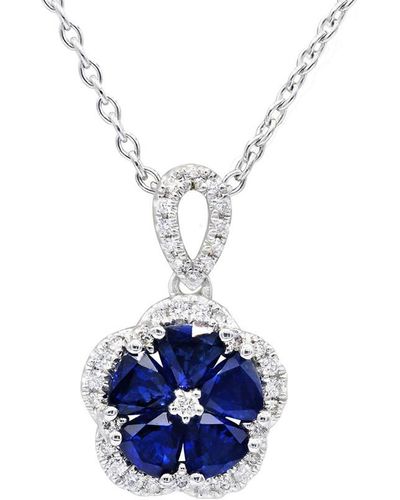Diana M. Jewels Fine Jewelry 18k 1.65 Ct. Tw. Diamond & Sapphire Necklace - Blue