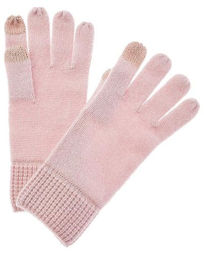 Amicale Cashmere Knit Jersey Cashmere Gloves - Pink