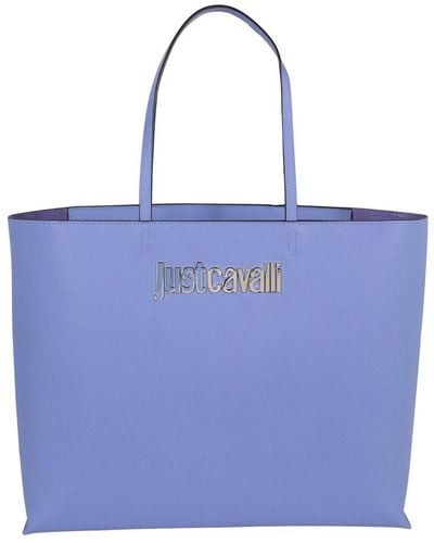 Just Cavalli Logo Small Tote - Blue
