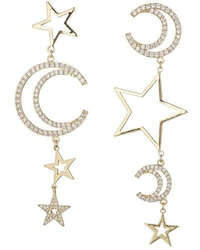 Eye Candy LA The Luxe Collection Cz Celestial Star And Moon Drop Earrings - White