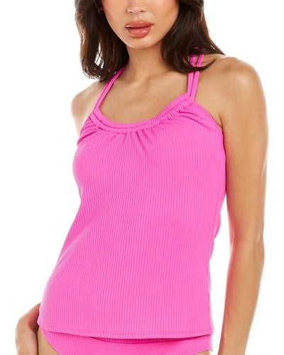 Next In The Groove Shirred Tankini Top - Pink