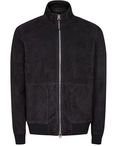 Reiss Damon Leather Jacket - Black