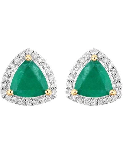 Diana M. Jewels Fine Jewellery 14k 1.27 Ct. Tw. Diamond & Emerald Studs - Green