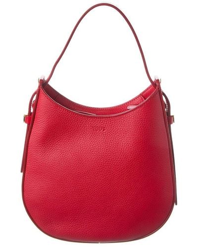 Tod's Logo Leather Hobo Bag - Red