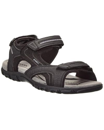Geox Strada Leather Sandal - Black