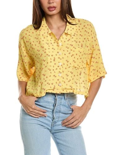 Chaser Brand Kinney Button-down Crop Top - Yellow