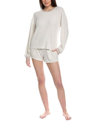 Splendid 2pc Blouson Sleeve Shorty Pajama Set - White