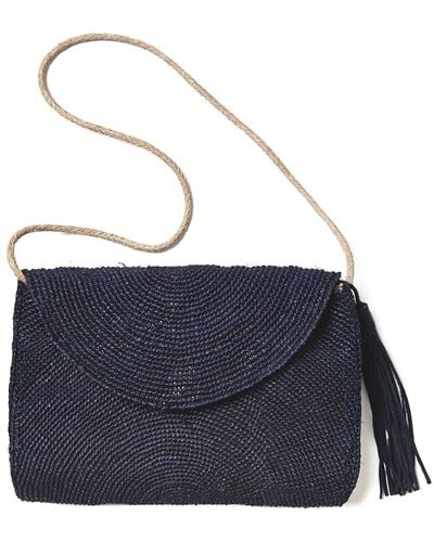 Mar Y Sol Leah Raffia Shoulder Bag - Blue