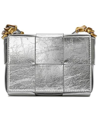 Tiffany & Fred Woven Metallic Leather Crossbody - Gray
