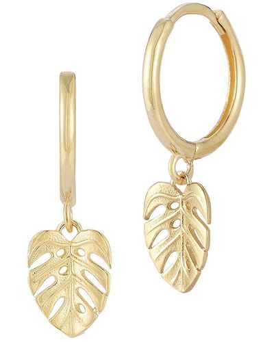 Ember Fine Jewelry 14k Banana Leaf Drop Earrings - Metallic