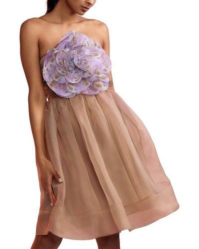 Cynthia Rowley Organza Flower Strapless Dress - Multicolor