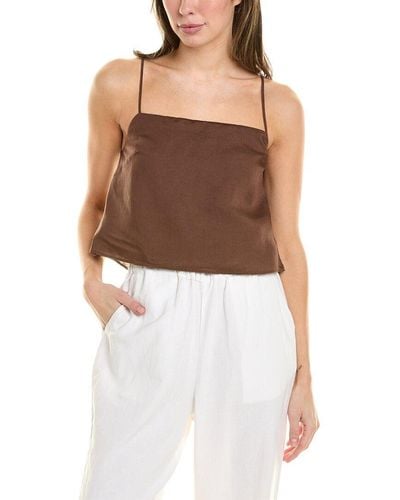 Onia Air Linen-blend Square Neck Tank - Brown