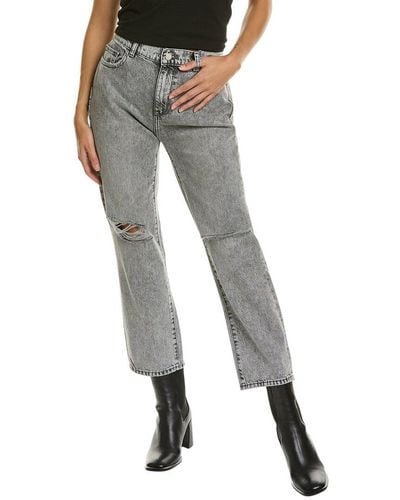 DL1961 Patti High-rise Vintage Chalk Distressed Ankle Straight Jean - Gray