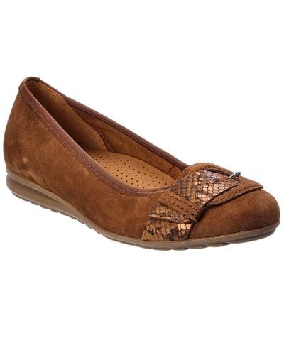 Gabor Shoes Suede Ballet Flat - Brown