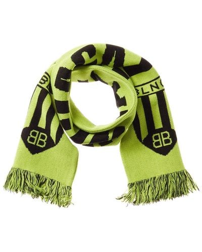 Balenciaga Logo Soccer Wool-blend Scarf - Green