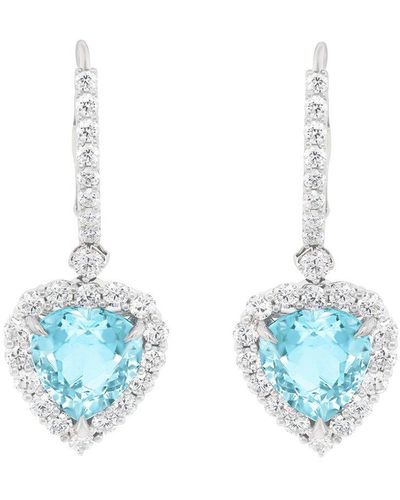 Diana M. Jewels Fine Jewelry 18k 10.30 Ct. Tw. Diamond & Aquamarine Earrings - Blue