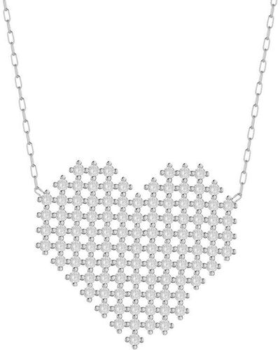 Glaze Jewelry Silver Cz Heart Necklace - White