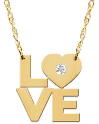 Jane Basch 14k Diamond Square Love Necklace - Metallic